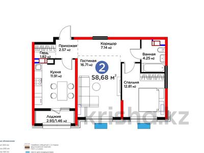 2-комнатная квартира · 59 м², Толеметова, возле DENDRO SAYABAQ за ~ 29.9 млн ₸ в Шымкенте, Абайский р-н