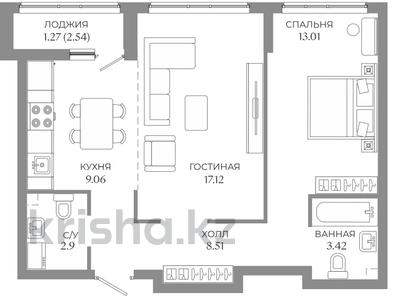 2-бөлмелі пәтер · 55.29 м² · 2/9 қабат, Толе би 43 — БЕЗ КОМИССИИ / РАССРОЧКА / ИПОТЕКА, бағасы: ~ 30.6 млн ₸ в Астане, Нура р-н