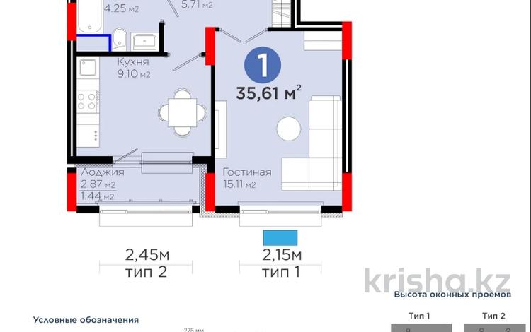 1-бөлмелі пәтер · 36 м² · 5/17 қабат, Е-899 5/3, бағасы: 26.8 млн ₸ в Астане, Нура р-н — фото 7