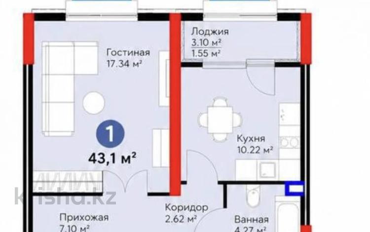 1-комнатная квартира · 43 м² · 2/4 этаж, Кульджинский тр-т 80/1 за 42.5 млн ₸ в Алматы, Медеуский р-н — фото 2