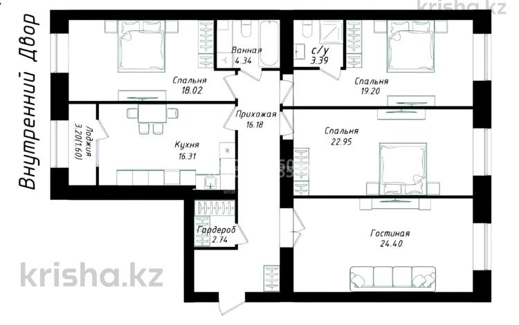4-бөлмелі пәтер · 130 м² · 4/12 қабат, Улы Дала 38/1, бағасы: 71 млн ₸ в Астане, Нура р-н — фото 3