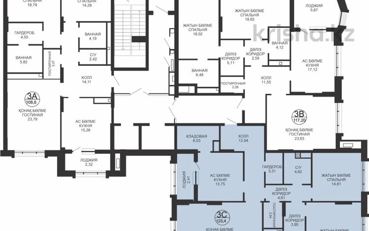 3-комнатная квартира · 126.5 м² · 3/12 этаж, Шамши Калдаяков 8 за ~ 98.2 млн ₸ в Астане, Сарайшык р-н — фото 2