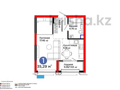 1-бөлмелі пәтер · 36.9 м² · 2/12 қабат, мкр Акжайык, Толеметова, бағасы: 28 млн ₸ в Шымкенте, Абайский р-н