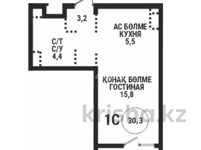 1-бөлмелі пәтер · 30.3 м² · 5/12 қабат, Райымбека 210/27, бағасы: 27.2 млн ₸ в Алматы, Алмалинский р-н