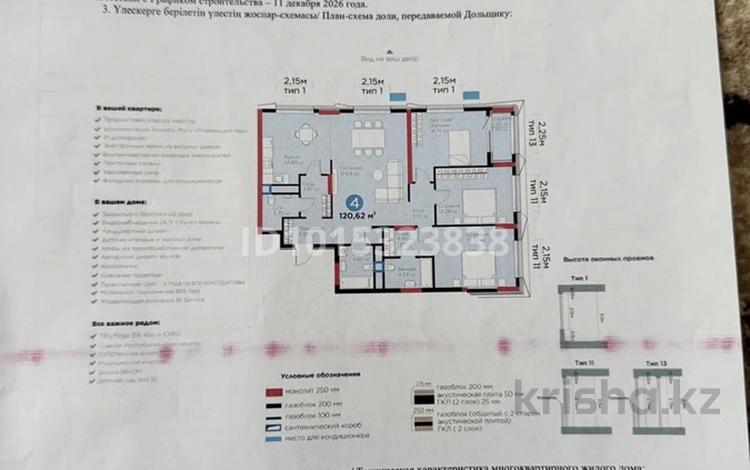 4-бөлмелі пәтер · 120 м² · 4 қабат, Хусейн бен Талал 37, бағасы: 97 млн ₸ в Астане, Есильский р-н — фото 2