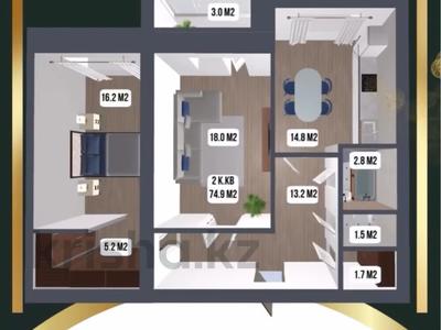 2-комнатная квартира · 75 м² · 1/9 этаж, мкр. Алтын орда 1в/1 — ЖК АРМАН ВИЛЛА по Тауелсиздик за 23 млн ₸ в Актобе