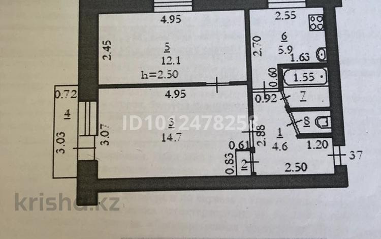 2-комнатная квартира · 41.3 м² · 5/5 этаж, Ш. Уалиханова — Тост за 11.5 млн ₸ в Актобе, мкр. Курмыш — фото 2