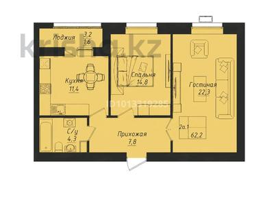 2-бөлмелі пәтер · 62.2 м² · 7/12 қабат, Пересечение улиц Туран и Улы дала), бағасы: 35 млн ₸ в Астане, Нура р-н