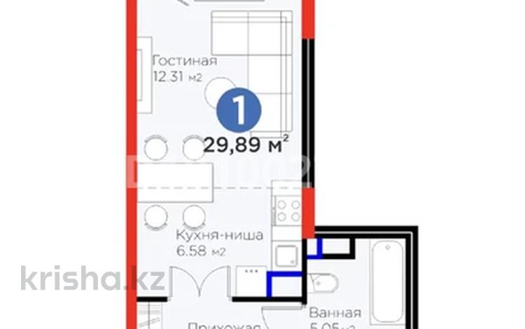 1-комнатная квартира · 29.89 м² · 3/9 этаж, мкр Нурсая, Абулхайр-хана 51В за 16.8 млн ₸ в Атырау — фото 2