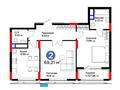 2-бөлмелі пәтер · 69.21 м², Турар Рыскулов 18, бағасы: ~ 53.5 млн ₸ в Астане, Есильский р-н — фото 3