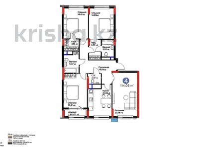 4-комнатная квартира · 115 м² · 5/12 этаж, Рыскулова 18/1 за 80 млн ₸ в Астане, Есильский р-н