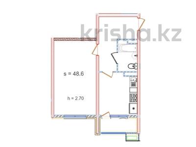 1-бөлмелі пәтер, 48.6 м², 5/7 қабат, Касыма Шарипова 206/2, бағасы: 18.3 млн 〒 в Алматы, Алатауский р-н