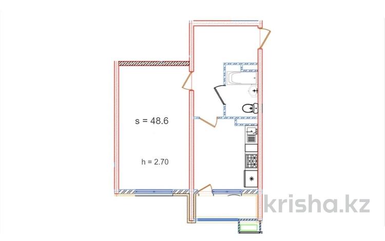 1-бөлмелі пәтер, 48.6 м², 5/7 қабат, Касыма Шарипова 206/2, бағасы: 18.3 млн 〒 в Алматы, Алатауский р-н — фото 17