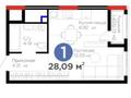 1-комнатная квартира · 28.9 м² · 11/17 этаж, Е 908 23 — Продолжение Уля Дала за 19.5 млн ₸ в Астане, Нура р-н