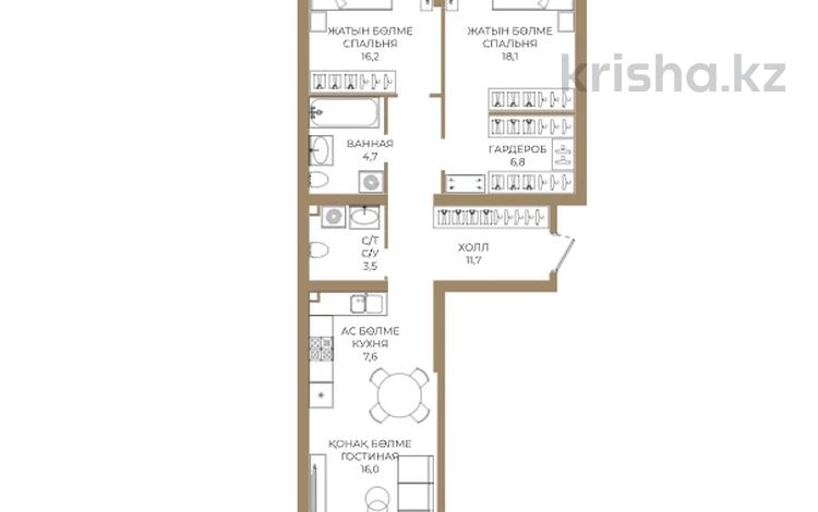 3-комнатная квартира · 86.1 м², Каныша Сатпаева 90а/1 — СКИДКА 5% ЗА НАЛ/ БЕЗ КОМИССИИ за ~ 64.1 млн ₸ в Алматы, Бостандыкский р-н — фото 2