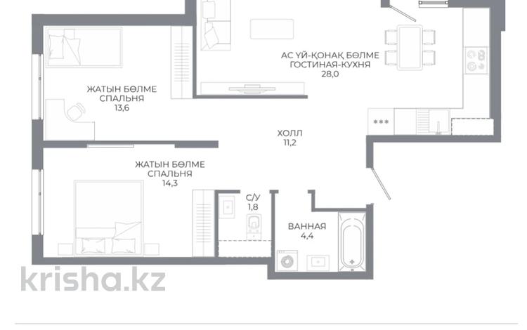 3-бөлмелі пәтер · 74.6 м² · 2/9 қабат, Ахмет Байтурсынулы 10/3 — БЕЗ КОМИССИИ / РАССРОЧКИ / ИПОТЕКА / BAZIS-A/ ЗВОНИИИТТТЕЕ ЕСТЬ МНОГО ВЫБОРА, бағасы: ~ 38.2 млн ₸ в Астане, Сарайшык р-н — фото 2