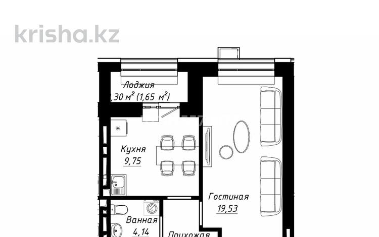 1-бөлмелі пәтер · 38.88 м² · 6/9 қабат, Чингиз Айтматов 1, бағасы: 27 млн ₸ в Астане, Нура р-н — фото 2
