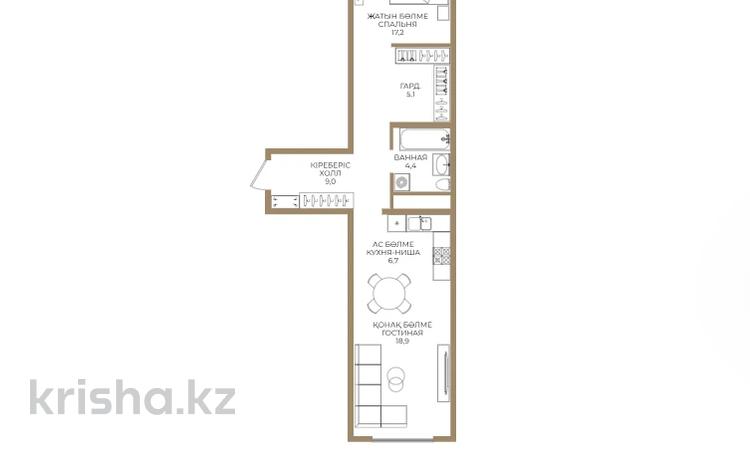 2-комнатная квартира · 63 м² · 4/9 этаж, Каныша Сатпаева 90а/1 — БЕЗ КОМИССИИ за ~ 46.3 млн ₸ в Алматы, Бостандыкский р-н — фото 2