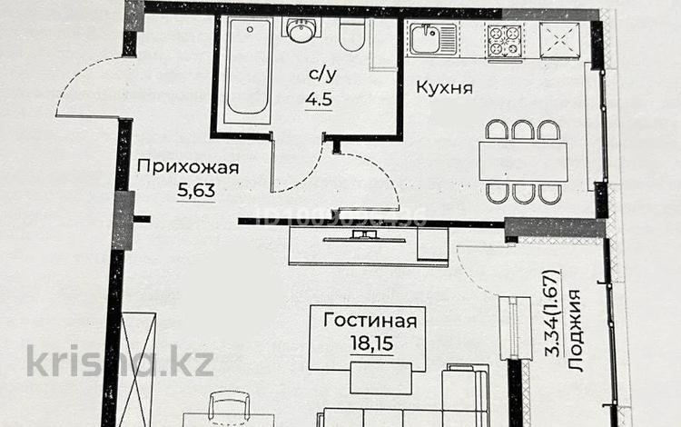 1-бөлмелі пәтер · 40.6 м² · 2 қабат, Е-429 26 — По ул.Сыганак, бағасы: 25.5 млн ₸ в Астане, Нура р-н — фото 2