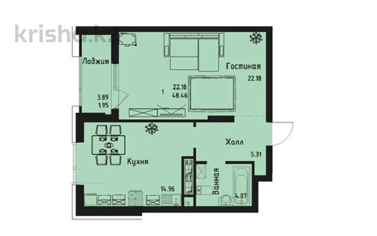 1-бөлмелі пәтер, 46 м², 7/9 қабат, Туран 59/3, бағасы: 19.2 млн 〒 в Астане, Есильский р-н — фото 16