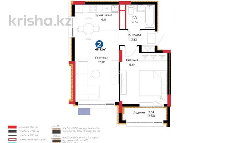 2-бөлмелі пәтер · 46 м² · 7/9 қабат, Кенесары 54, бағасы: 32.9 млн ₸ в Астане, р-н Байконур — фото 2