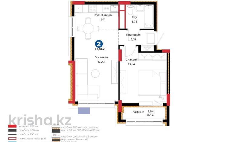 2-комнатная квартира · 46 м² · 7/9 этаж, Кенесары 54 за 31.9 млн ₸ в Астане, р-н Байконур — фото 3