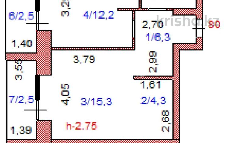 2-бөлмелі пәтер, 46.6 м², 8/9 қабат, Наурызбай Батыра 138 — Потанина, бағасы: ~ 14.2 млн 〒 в Кокшетау — фото 3