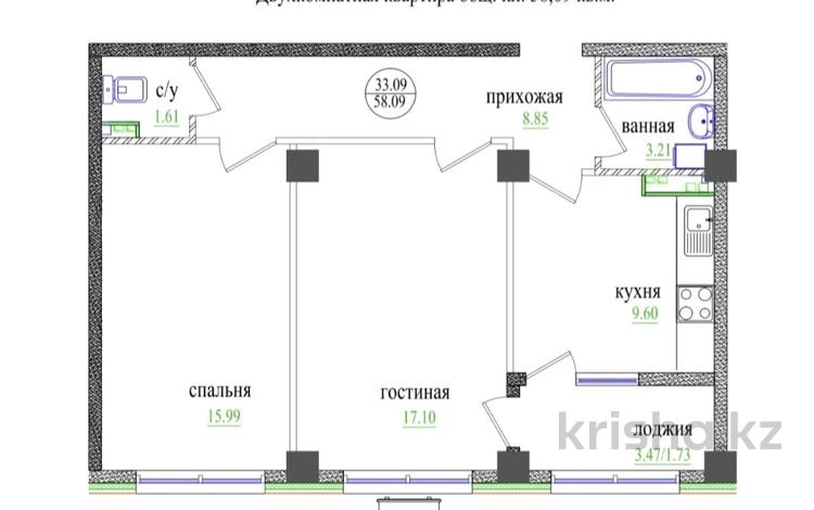 2-бөлмелі пәтер · 58 м² · 1/6 қабат, Ровенского 1, бағасы: 42 млн ₸ в Алматы, Турксибский р-н — фото 2