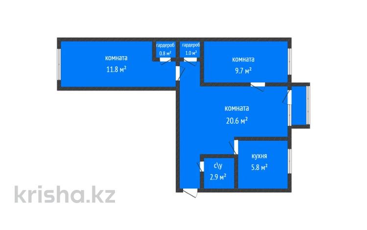 3-бөлмелі пәтер · 56 м² · 5/5 қабат, Юрия Гагарина 15, бағасы: 17 млн ₸ в Костанае — фото 3