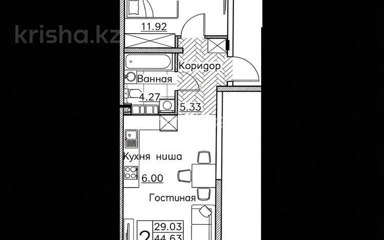 1-комнатная квартира · 46.42 м² · 3/6 этаж, Алатауская трасса 154 за 23.7 млн ₸ в Туздыбастау (Калинино) — фото 6