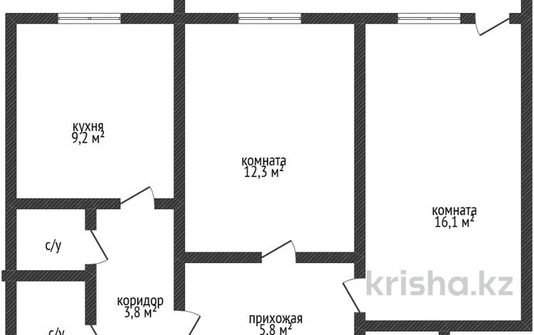 2-комнатная квартира · 53.5 м² · 10/10 этаж, Шакшак Жанибек батыра 23 за 26.5 млн ₸ в Костанае — фото 2