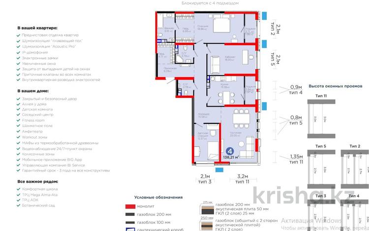 4-комнатная квартира · 140 м² · 7/9 этаж, Лебедева 1/1 — СРОЧНАЯ ПРОДАЖА!! Бизнес класса квартира +Паркинг+кладовая в подарок за 136 млн ₸ в Алматы, Бостандыкский р-н — фото 5