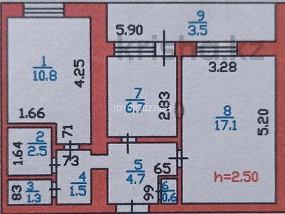 2-комнатная квартира · 48.7 м² · 9/9 этаж, Космонавтов 7/2 за 7.5 млн 〒 в Приозёрске
