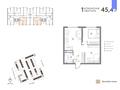 1-бөлмелі пәтер · 45.4 м² · 8/9 қабат, мкр Шугыла 342/1, бағасы: 26 млн ₸ в Алматы, Наурызбайский р-н — фото 2
