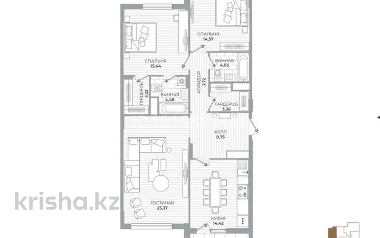 3-комнатная квартира · 99.26 м², Туран 39 за 105 млн ₸ в Астане, Нура р-н — фото 2
