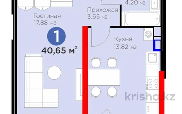 1-бөлмелі пәтер · 40 м² · 6/12 қабат, Бауыржана Момышулы — Монке би, бағасы: 22.5 млн 〒 в Алматы, Алатауский р-н — фото 2