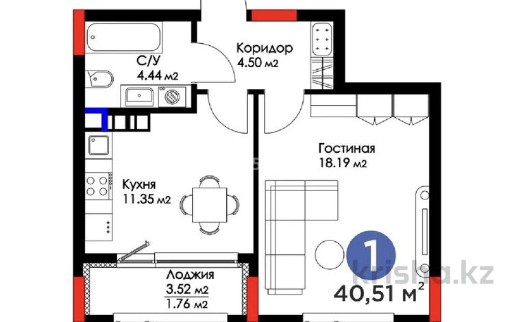 1-комнатная квартира, 40 м², 9/9 этаж, Е-899 2а за 23 млн 〒 в Астане, Нура р-н — фото 2