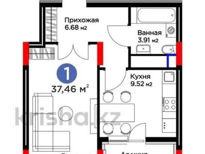 1-бөлмелі пәтер · 37.46 м² · 10/14 қабат, Е 915 19, бағасы: 23.5 млн ₸ в Астане, Есильский р-н