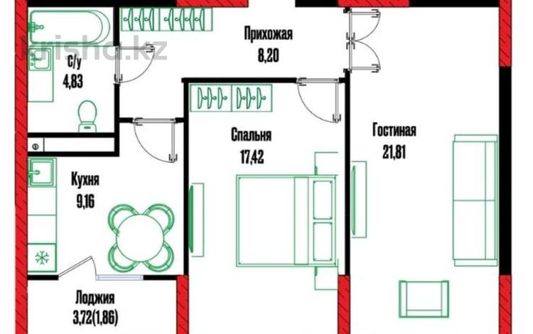 2-комнатная квартира · 65 м² · 13/17 этаж, Жошы хан 12/2, 12/3 за 42.5 млн ₸ в Астане, Есильский р-н — фото 14