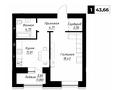 1-бөлмелі пәтер · 43.66 м², Е 496 7, бағасы: ~ 28.6 млн ₸ в Астане, Есильский р-н — фото 3