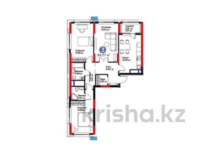 3-комнатная квартира · 83.3 м² · 21/22 этаж, Туран 57а за 61 млн ₸ в Астане, Нура р-н