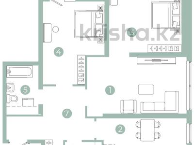 3-бөлмелі пәтер · 77 м² · 7/22 қабат, Казыбек би 19а, бағасы: ~ 36.8 млн ₸ в Астане