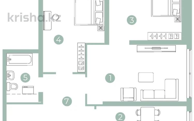 3-бөлмелі пәтер · 77 м² · 7/22 қабат, Казыбек би 19а, бағасы: ~ 36.8 млн ₸ в Астане — фото 2