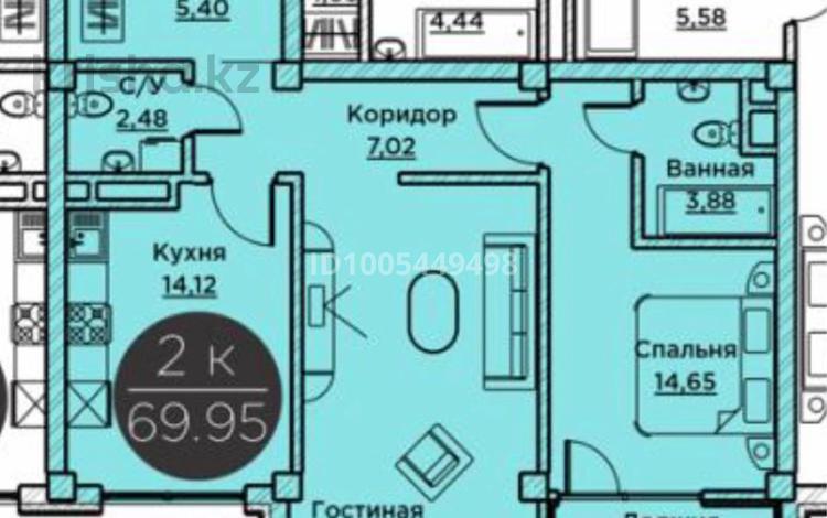 2-комнатная квартира · 70 м² · 3/4 этаж, 193 квартал участок 1690/2 за 45 млн 〒 в Шымкенте, Енбекшинский р-н — фото 8