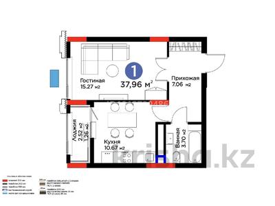 1-комнатная квартира · 38 м² · 9/9 этаж, Туран 57/6 за 30 млн ₸ в Астане, Нура р-н