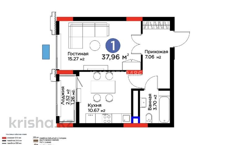 1-комнатная квартира · 38 м² · 9/9 этаж, Туран 57/6 за 30 млн ₸ в Астане, Нура р-н — фото 8