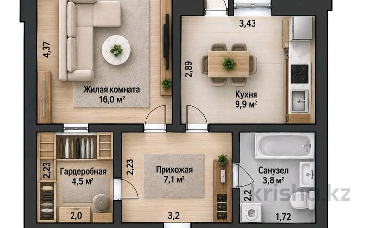 1-бөлмелі пәтер · 45 м² · 5/9 қабат, байтурсынова 70/1, бағасы: 18.1 млн ₸ в Кокшетау — фото 2