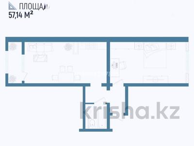 2-бөлмелі пәтер · 57 м², мкр Кайрат, ​24-я улица 1/1а, бағасы: 24 млн ₸ в Алматы, Турксибский р-н