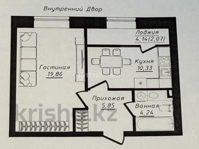 1-бөлмелі пәтер · 42.5 м² · 7/12 қабат, Жумекен Нажимеденов 26, бағасы: 26.5 млн ₸ в Астане, Сарайшык р-н