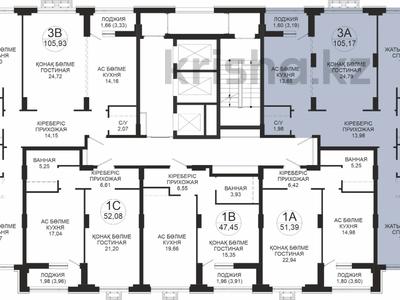 3-бөлмелі пәтер · 105.17 м², Достык 8/5, бағасы: ~ 72.2 млн ₸ в Астане, Есильский р-н